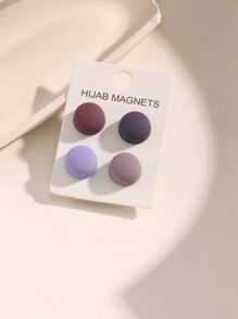 4pcs/12pcs Zinc Alloy Magnetic Buckle, Magnetic Buckle For Headscarf, Strong Magnetic Silk Scarf And Shawl Buckle For Muslims, Round Magnetic Headscarf Pin, Brooch For Ladies, All Season