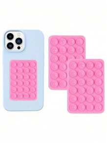 2 pièces Support de téléphone en silicone avec 24 ventouses, double-face, compatible pour la douche et le montage mural, pour le maquillage, le fitness, la salle de bain, la voiture et la cuisine