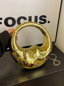 [Waterproof Party Clutch] Luxury Women's Party/Prom Acrylic Gold Clutch Bag, Waterproof Crossbody Bag, Evening Handbag, Moon Clutch "Tready" Bridal Bag, Suitable For Party, Wedding, Formal Dinner/Gala, Paired With Wedding Dress, Formal Gown, Prom Dress, Birthday Dress, Women's Formal Party Dress - Gold - View 2