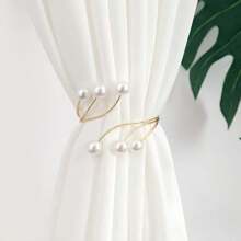 1pc Premium Pearl Alloy Curtain Clip, No-Drill Window Curtain Tie-Back - Multicolor - View 1