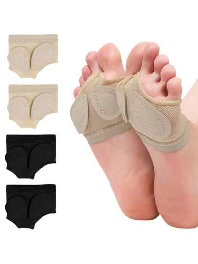 1 双肚皮舞鞋前脚垫，仿麂皮加厚脚套，脚趾分离器，防摩擦舞蹈练习半码前脚垫