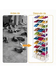 Simple Household Shoe Rack, Detachable 10-Layer Wave Shoe Rack, Rental Dormitory Storage Rack - White - View 3