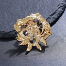 1pc Crystal Inlaid Red Rose Flower Brooch, Alloy, Jewelry, Fashion, High-End Accessory For Clothes, Coat - Red - View 5