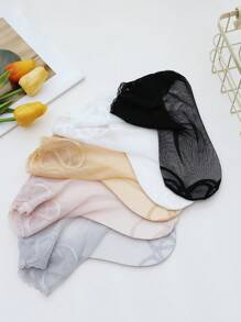 New Summer Short Socks Women Mesh Lace Transparent Lolita Style Invisible Thin Non-Slip Short Ankle Black Low Cut Boat Socks - Multicolor - View 6