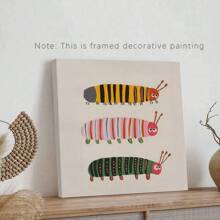 1PC 彩色昆虫艺术海报，毛毛虫印花，儿童房装饰，昆虫艺术，适用于客厅、沙发、电视柜、卧室、书房、床头柜桌面装饰，简约风格装饰木板画，墙壁艺术海报 - 1pc - 查看 8