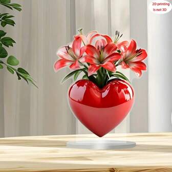 2D 平方米亚克力装饰，1 件波西米亚风格水晶心形花瓶，9 英寸 X 7.5 英寸太阳捕捉底座，奢华装饰桌面花卉主题，多用途卧室、办公室、餐厅、客厅、厨房，适用于情人节、父亲节、母亲节、毕业典礼、斋月（斋月节） - 无需电力