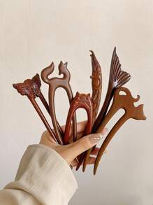 1 件精致木制发簪可爱木发筷汉服头饰中式发夹女孩发饰发髻发髻制作器发髻发夹