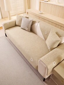 1pc Linen-Like Fabric Sofa Cover, Modern Minimalist Sofa Protector Slipcover, Suitable For Living Room, Bedroom, Office, Fits Armchair, 2/3/4-Seat Sofa And Sectional, All Seasons
