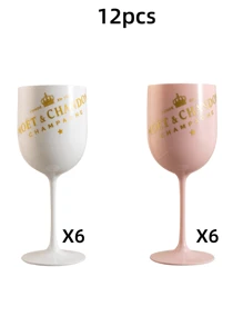 1/2/4/12pcs Crown Printed Stemware Wine Glass, Suitable For Friends Gathering, Wedding, Banquet, Festival, Birthday Party, Champagne Flute, Can Be Gift For Friends, Family Husband, Made Of PP Material, New Year Party Atmosphere Champagne Glass, Valentine's Day Gift, For Outdoor, Camping - Multicolor - View 23