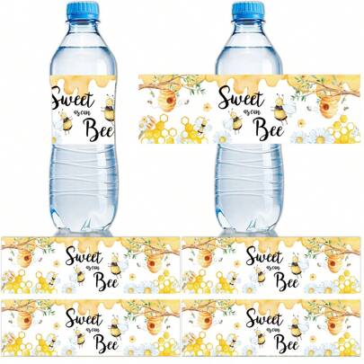 Bee Water Bottle Labels, Bee And Honey Waterproof Water Bottle Wrappers, Stickers For Themed Birthday Party Decorations, Bee Party Decorations, Birthday Waterproof Water Bottle Stickers