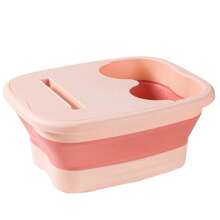 1pc Folding Massage Foot Bathtub, Household Adult Minimalist Dormitory With Handle, Foot Soaking Bucket With Lid, Deep Bucket Foot Bathtub, Foot Wash Basin Home Bathroom Decor Summer Back To School