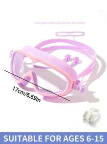 儿童游泳镜，大框防雾防水游泳镜，适合 6-15 岁儿童，可调节专业游泳装备套装 - 紫色 - 查看 2