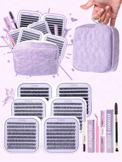 960pcs, 320pcs D Curl, Lash Clusters Lash Extension Kit DIY Lash Clusters Eyelash Extension Kit, 8-18mm 30D 40D 60D Individual Lashes Kit With Lash Bond And Seal, Lash Tweezers, Remove For Self Use (8-18mm, Kit)Lash Clusters Kit,Lashes,Eyelashes,Fake Lashes