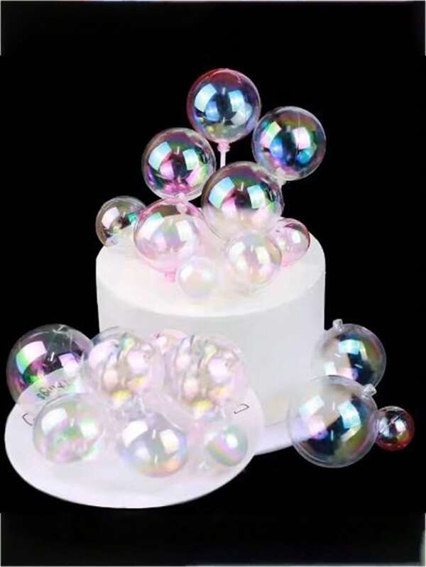 10 piezas de decoraciones de bolas de colores de 3 cm, 4 cm y 5 cm, diseño mágico, bolas transparentes de colores para decoración de pasteles, manualidades de magdalenas, fiestas de cumpleaños, bodas, aniversarios y decoraciones para pasteles de fiesta de boda - decoración multiusos