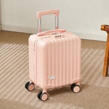 Stylish 14-Inch Lightweight Carry-On Rolling Luggage, Small High-Quality Suitcase With Spinner Wheels, Password Lock, Multi-Functional Travel Bag For Photography & Outdoor Travel Holiday Vacation Travel Accessories Summer Travel Essentials - Pink - View 3