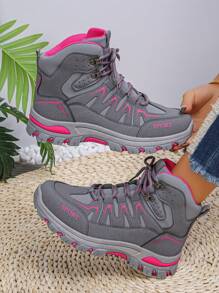 女式中帮户外徒步鞋，防滑、减震、透气、防水、抓地力强，适合登山 - 深灰色 - 查看 2