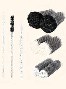 Kit de Extensão de Cílios com Escova Descartável Microswab, Escova de Cílios, Escova de Lábios, Aplicador de Máscara de Cílios, Kit de Beleza com Varetas (Preto) - Beleza e Cuidados Pessoais 100/300/450 peças
