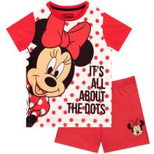 Disney Minnie Mouse Pyjamas | Girls Polka Dot Pyjamas | Kids Short PJs | Official Merchandise - Red - View 3