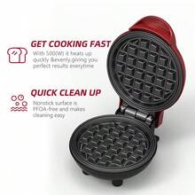1 mini máquina para hacer gofres con enchufe de pared de 4 pulgadas para gofres individuales, croquetas de patata y chaffles cetogénicos con superficies antiadherentes y fáciles de limpiar - Tipo de Enchufe A USA (110-127V) - Ver 3