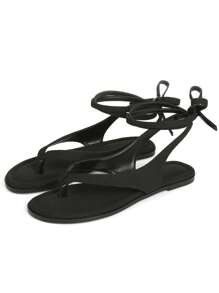 Summer Sandals For Women Lace Up Metal Hoop Thong Sandals Fashion Women Summer Beach Sandals With Strappy Flat Dreesy Wide Width Sandals Comfy Back To School Shoes - Đen A - Xem 1