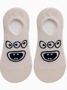 5 Pairs Cartoon Exaggerated Expression Boat Socks, Non-Slip Low-Cut Invisible Couple Socks - Multicolor - View 6