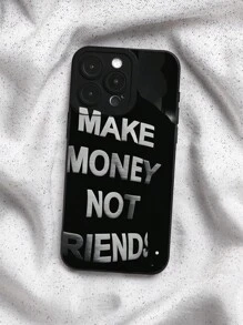 Funda de silicona líquida para teléfono móvil con patrón "Ganar dinero, no amigos" - Protección de Body completo, a prueba de golpes y caídas, de TPU suave y de goma - Multicolor - Ver 3