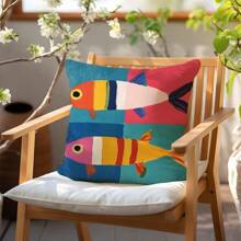 1 件单面印花 17.7x17.7/19.68x19.68 英寸彩色几何鱼图案装饰抱枕套，家居装饰靠垫套，适用于客厅沙发卧室，乔迁礼物 - 款式A - 查看 7