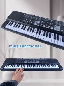 Durable 61-Key Kids Electronic Keyboard Piano With Microphone & USB – Portable Musical Instrument For Ages 3+ – Features Recording & Playback, Built-In Songs, Multiple Tones & Rhythms, Educational Learning Toy For Boys & Girls, Ideal Gift To Enhance Creativity & Coordination, Includes Music Stand & Power Adapter