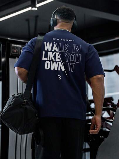 T-shirt à manches courtes col rond imprimé lettre casual pour hommes, Top pour hommes printemps/été