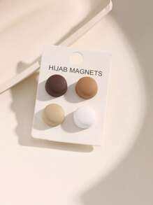 4pcs/12pcs Zinc Alloy Magnetic Buckle, Magnetic Buckle For Headscarf, Strong Magnetic Silk Scarf And Shawl Buckle For Muslims, Round Magnetic Headscarf Pin, Brooch For Ladies, All Season