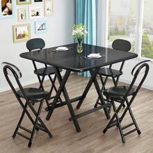 Folding Wooden Dining Table Foldable - Black Table( 74H*70W*70L cm ) - View 6