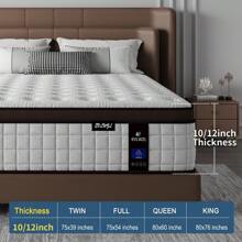 10 "12Inch King Mattress In A Box, Memory Foam Hybrid Mattress With Individually  Mattress-Twin, Full, Queen, King, Medium Firm Pocketed Springs For Isolate Motion