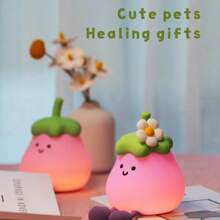 Eggplant Lamp, Adjustable Brightness Touch Control Night Light, Rechargeable Glare-Free LED Lamp, Dimmable Timed Night Light, Cute Gift