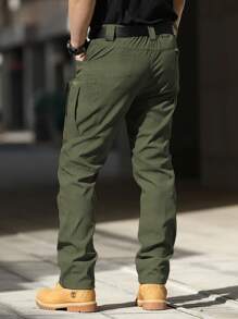 Pantalones tácticos para hombres, de secado rápido, ligeros, para senderismo, actividades al aire libre, entrenamiento, pantalones cargo de temporada primaveral para deportes - Verde militar - Ver 3