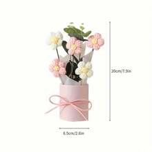 1 set DIY de bouquet floral tissé, comprenant tissu et fleurs tissées, vase en plastique, papier cadeau, 5 pièces de fleurs tissées. Convient comme cadeau pour la mère, les amis, l'anniversaire, la fête des mères, la Saint-Valentin, la décoration de la maison