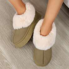 Women's Suede Shearling Slippers - Perfect For Cozy Winter Days - Khaki - View 5