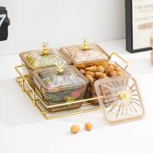 صينية تقديم أنيقة ذات غطاء - مثالية لتقديم المكسرات والحلويات وغيرها - خيار مثالي لطاولة الصالون ومائدة القهوة في المنزل