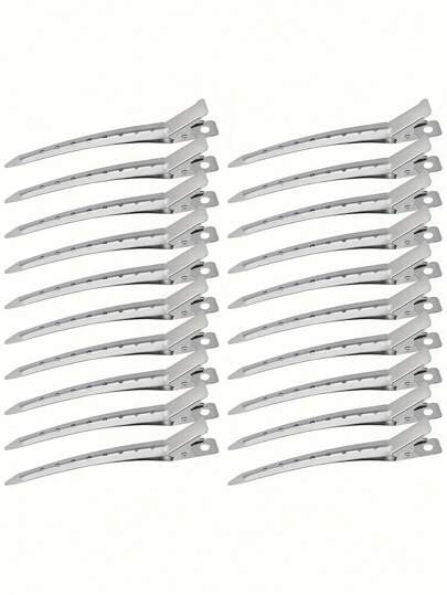 20 Pcs Hair Clips For Styling: Metal Duck Bill Clips For Women, Alligator Hair Clip For Long Curl Thick Hair, Roller Clips, Pin Curl Clips, Salon Clips (Silver) - Perfect For Christmas Hair Styling, Hair Tools, Hair Products And Accessories For Barber Salon Beauty Travel Essentials