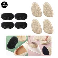 4pcs Set: 2pcs Beige Forefoot Pads, 2pcs Black Heel Grips, Non-Slip, Anti-Friction, Breathable Shock-Absorbing Half Size Up Insole Pads For High Heels And Sneakers