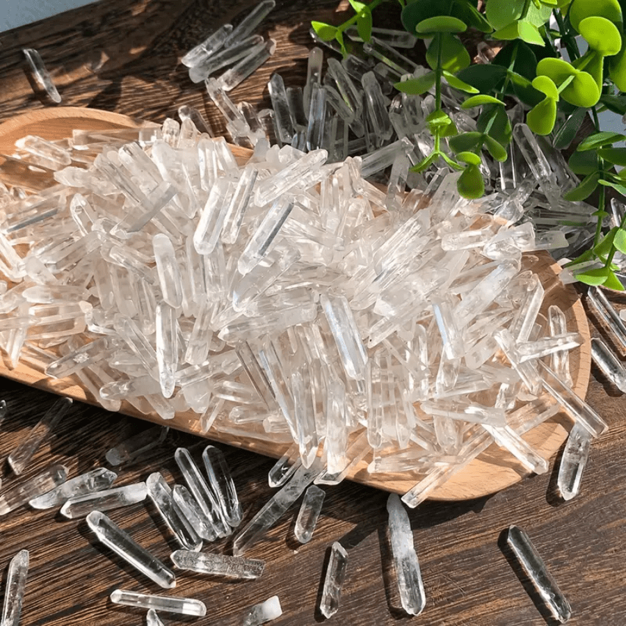 Natural Transparent Quartz Crystal Chips - Bulk Pack 30g/50g/100g, Suitable For Jewelry Making, Rough Original Needdles Matchstick Stones, Crystal Grid
