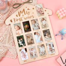 1pc Baby Picture Frame, My First Year Baby Milestone Board Wood Photo Display Personalized 12 Months Newborn Photo Frame For Boy Girl Baby Birthdaybaby Shower Family Decorations Gifts Baby Shower Easter Gift Sthings For Girls/Boys - Multicolor - View 3