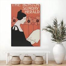 1 Pc Framed Vintage French Art Deco Gallery Wall Art Textured Canvas Poster Painting Wall Decor For Bedroom Living Room, Ready To Hang