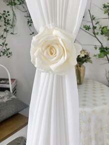 Um par de prendedores de cortina de rosas românticas francesas, decoração de festa, clipes de cortina de tule para sala de estar, decoração de janela de quarto, casamento, dia dos namorados, decoração de casa