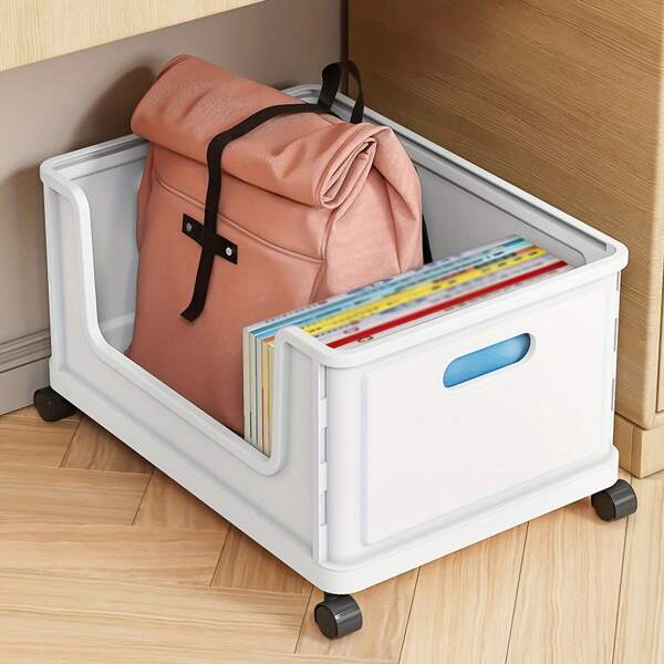 CASEGRACE 1 Stück stapelbarer Bücherwagen für das Büro - praktischer beweglicher Schubtransportbox für Lehrbücher, Schultaschen und Aktenaufbewahrung, Großraum-Aufbewahrungsbox für Schule, Zuhause, Bürobedarf, Schulanfang, Schulmaterial