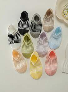 10 Pairs Women Dopamine Print Low Cut Invisible Non-Slip Liner Socks, Breathable Hidden Socks, Suitable For Everyday, Casual, Sports, Gifts, All Seasons - Multicolor - View 4