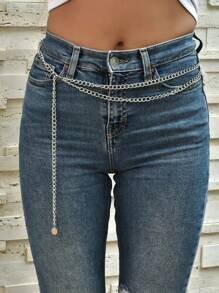 1pc Double-Layer Chain Waist Belt, Versatile For Dressessummer - Multicolor - View 6