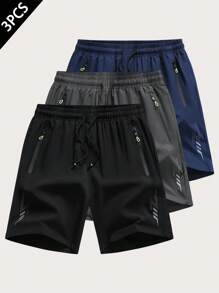 GRIM PANDA 3 Pack Celana Pendek Olahraga Pria, Panjang Selangkang 5 Inci, Cepat Kering, Celana Pendek Hiking, Celana Pendek Olahraga Ringan untuk Pria, Celana Pendek Gym, Lari - Hitam - View 2