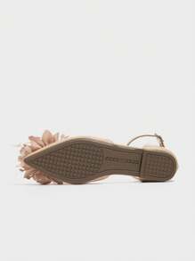 Scarpe da donna taglia 41-43 plus size, stile francese, punta affusolata piatta antiscivolo con decorazione a rose, comoda, nuova collezione primavera/estate 2025, elegante e versatile, con tomaia bassa adatta a matrimoni, di qualità femminile