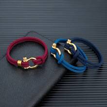 1pc Nautical Rope Bracelet With Stainless Steel Gold Horseshoe Clasp, Unisex Gift - Horseshoe Buckle - View 8