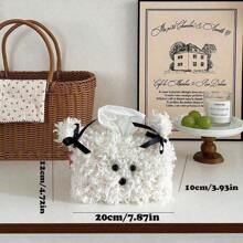 1 Cute Plush Puppy Tissue Box, Creative Tissue Holder, Dorm Room, Home Use, Desktop Tissue Cover, Living Room Desktop Decoration - Multicolor - View 3